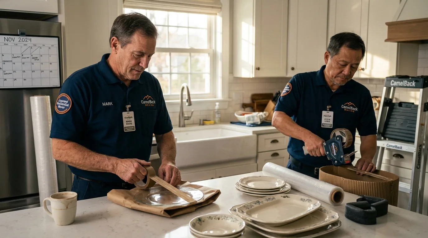Professional crew packing kitchen dishware in California City, CA